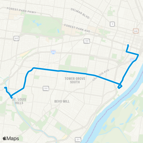 MetroBus Missouri Arsenal map