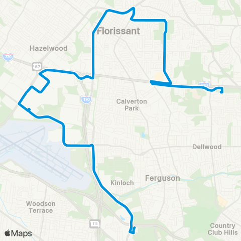 MetroBus Missouri McDonnell-Waterford map