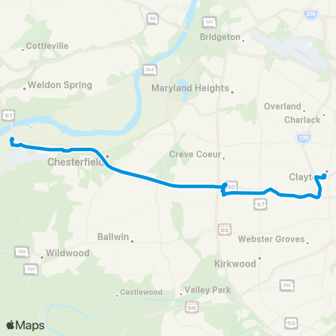 MetroBus Missouri Chesterfield Valley map