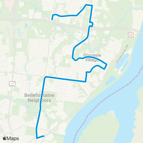 MetroBus Missouri Shepley-Lilac map