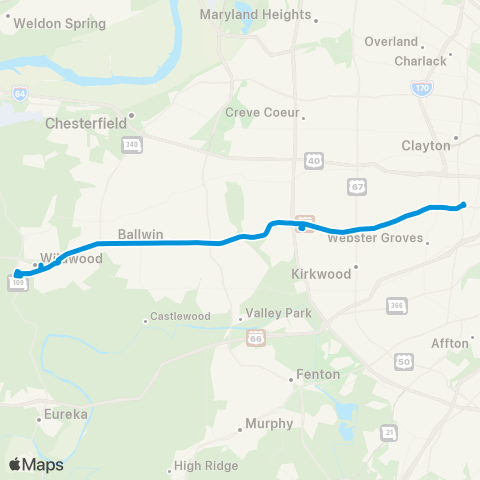 MetroBus Missouri Manchester map