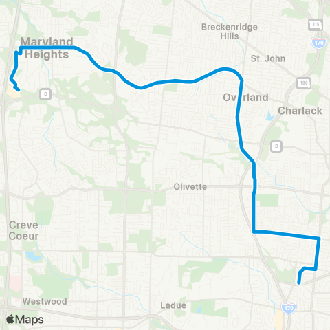 MetroBus Missouri Midland map