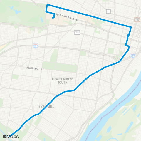 MetroBus Missouri Gravois-Lindell map