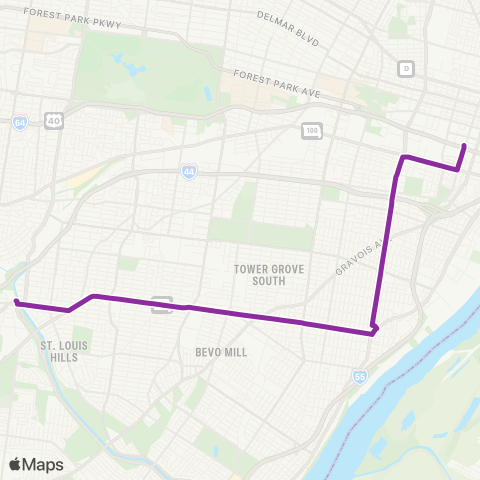 MetroBus Missouri Chippewa map