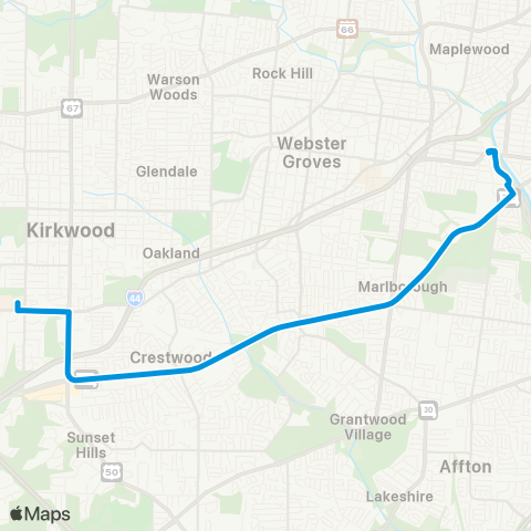 MetroBus Missouri Watson Rd map