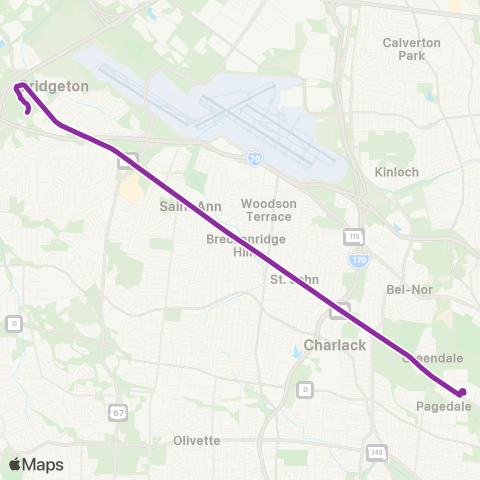 MetroBus Missouri Rock Road map