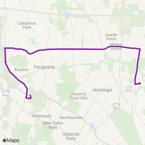 MetroBus Missouri Chambers Rd map