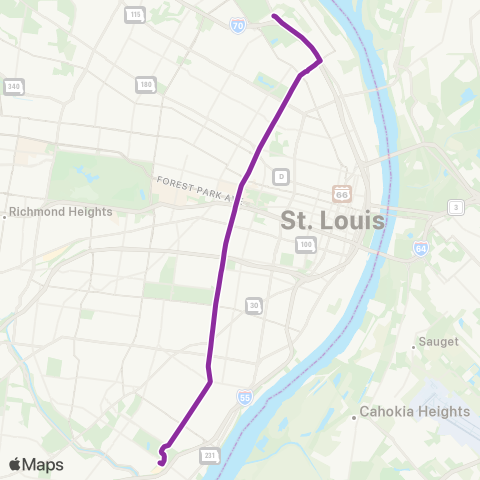 MetroBus Missouri Grand map