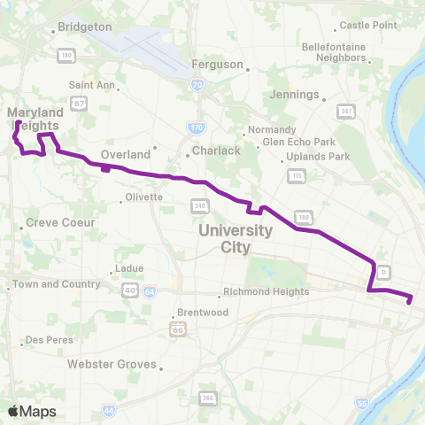 MetroBus Missouri Page map