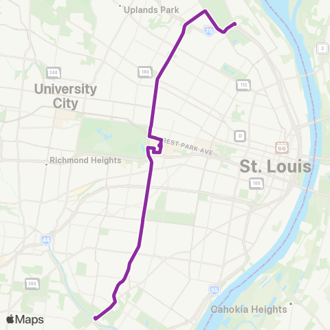 MetroBus Missouri Kingshighway map