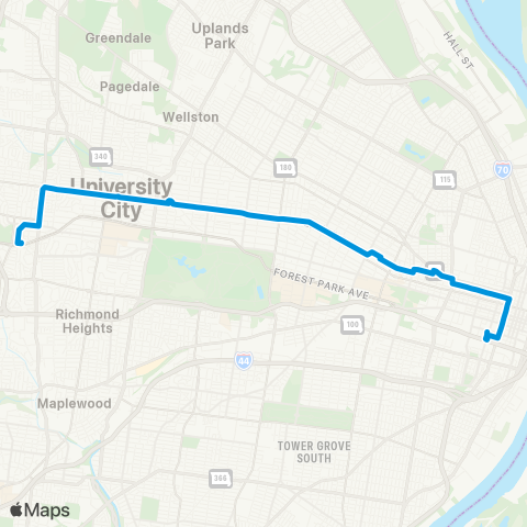 MetroBus Missouri Delmar map