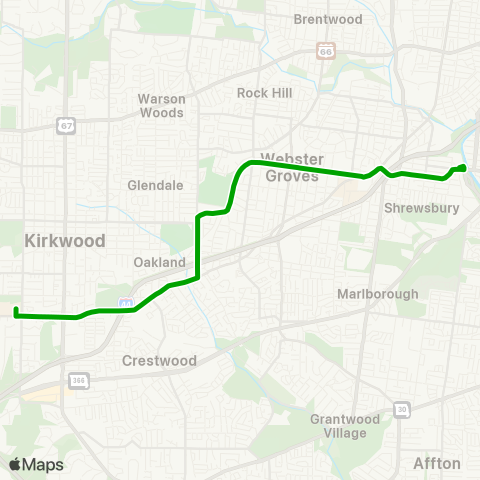 MetroBus Missouri Kirkwood-Webster map