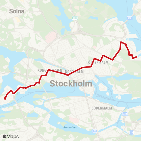 SL Busslinje map