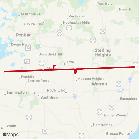 SMART 15 Mile Crosstown map