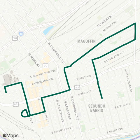 Sun Metro Union Plaza Circulator map