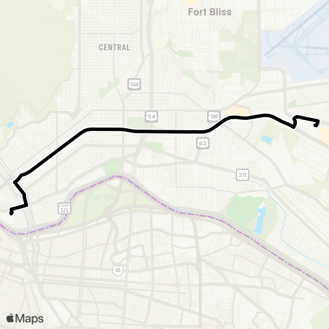 Sun Metro Eastside Connector map