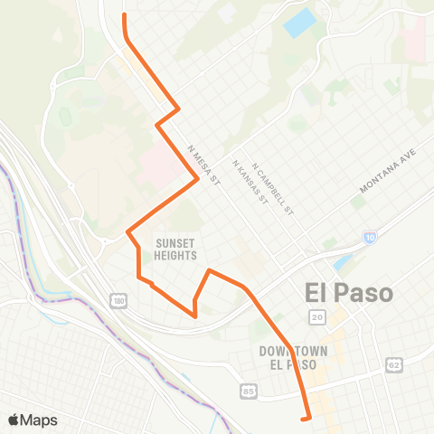 Sun Metro Sunset Heights / UTEP map