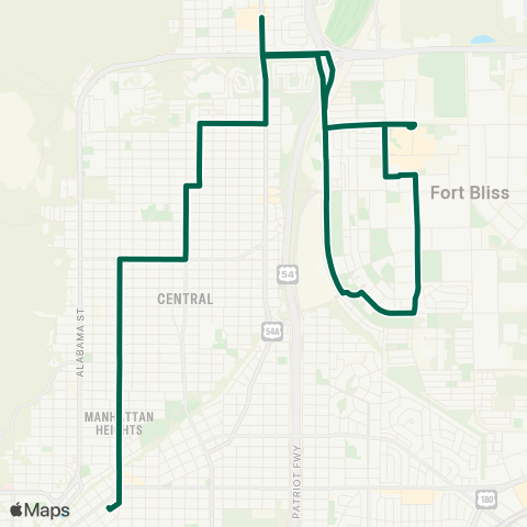 Sun Metro 5 Points / Piedras / Ft Bliss map