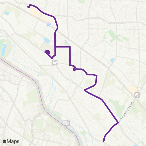 Sun Metro MissionValley via Eastside Terminal map