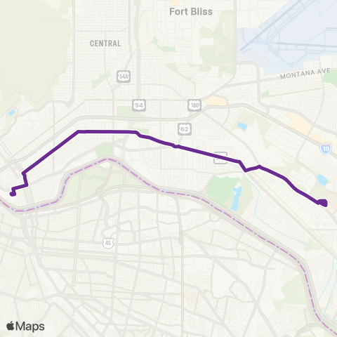 Sun Metro Valle Verde via North Loop map