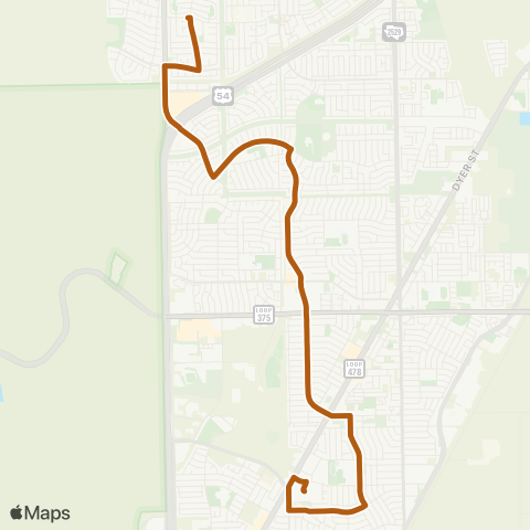 Sun Metro North Hills Circulator / Rushing map