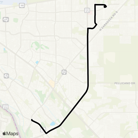 Sun Metro Far East / Eastside Terminal Express map