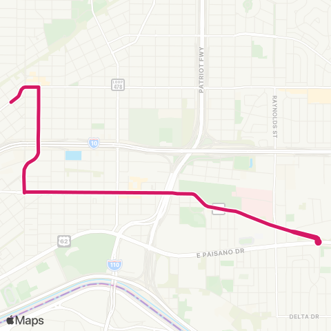 Sun Metro Five Points / Alameda Express map