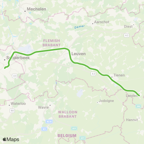 SNCB Bruxelles-Luxembourg - - Landen map