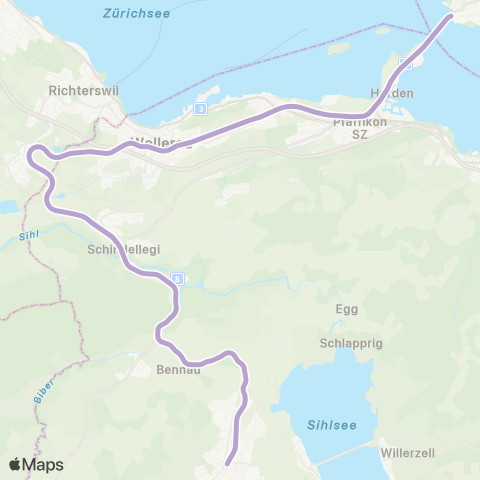 Schweizerische Südostbahn Rapperswil SG - Einsiedeln map