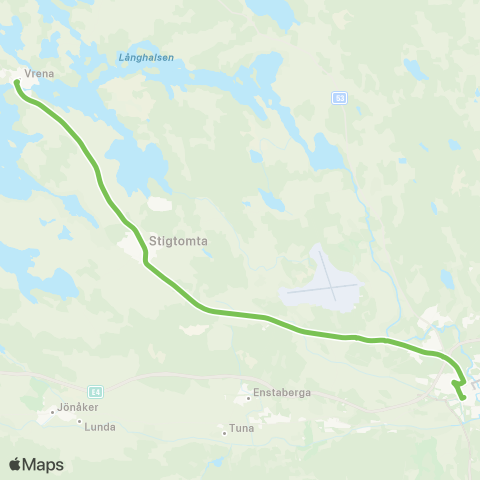 Sörmlandstrafiken Tängsta, Stigtomta—Nyköping Bussterminal map