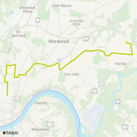 Metro SORTA Madisonville Commuter map