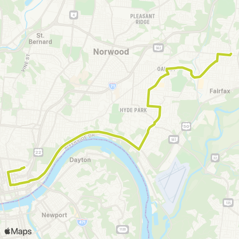 Metro SORTA Mt. Lookout Commuter map