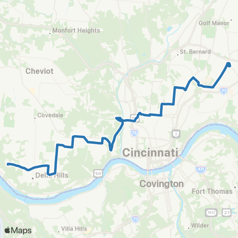 Metro SORTA Price Hill / Uptown map