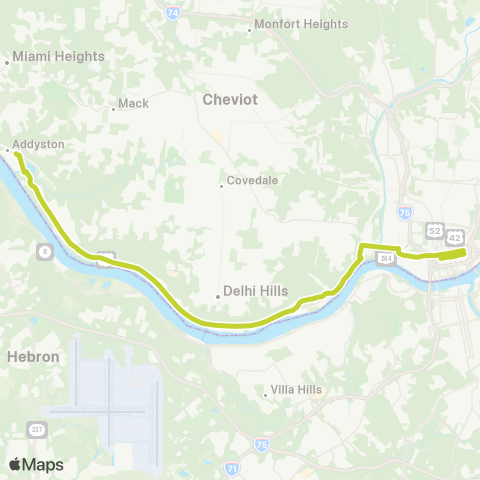 Metro SORTA River Road Commuter map