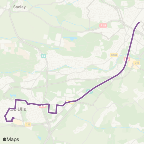 Paris Saclay Massy / Palaiseau RER↔︎Ctre comm. Ulis 2 map