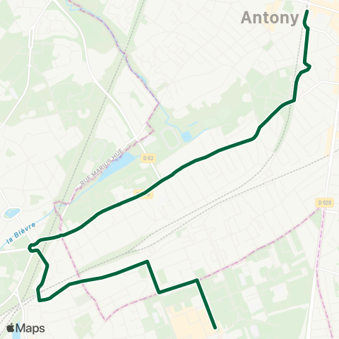 Bièvre Gare d'Antony↔︎Hôpital Jacques Cartier map