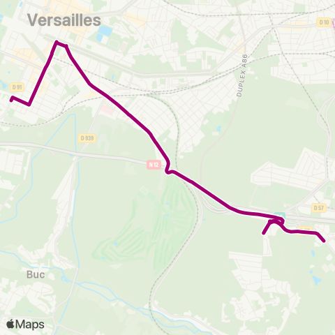 Vélizy Vallées Pointe O.↔︎Gare de Versailles Château Rive Gauche map