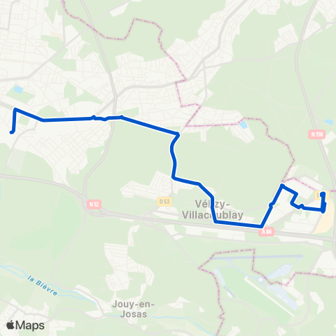 Vélizy Vallées Gare des Chantiers / Abbé Rousseaux↔︎Ctre comm. map