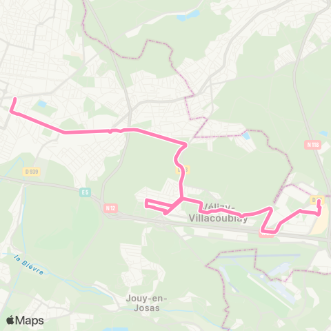 Vélizy Vallées Europe↔︎Vélizy 2 map