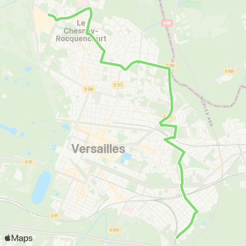 Grand Versailles Les Grands Chênes↔︎Ctre comm. Parly 2 map