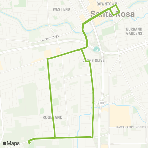 Santa Rosa CityBus by Ave and Roseland map