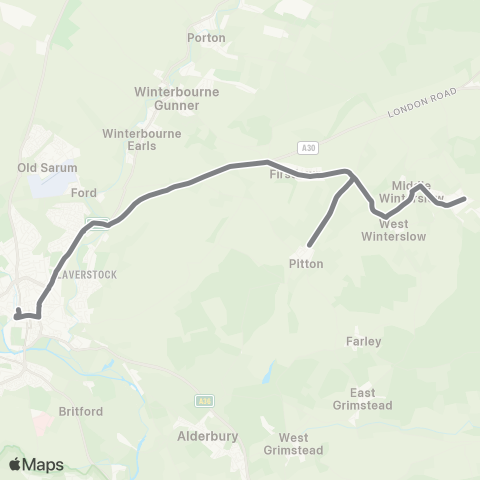 Salisbury Reds Gunville Hill - Tesco (Stop K) map