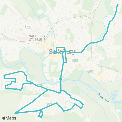 Salisbury Reds Butler Close - Tesco (Stop K) map