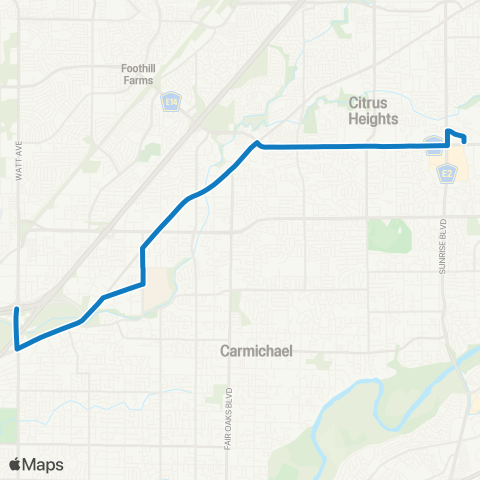 SacRT Greenback map