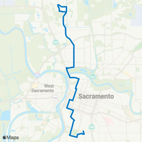 SacRT Natomas / Land Park map