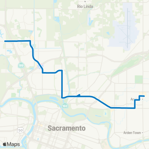 SacRT Natomas / Arden map