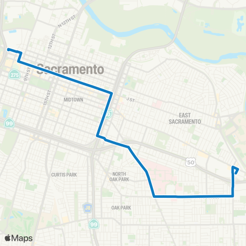 SacRT Tahoe Park map