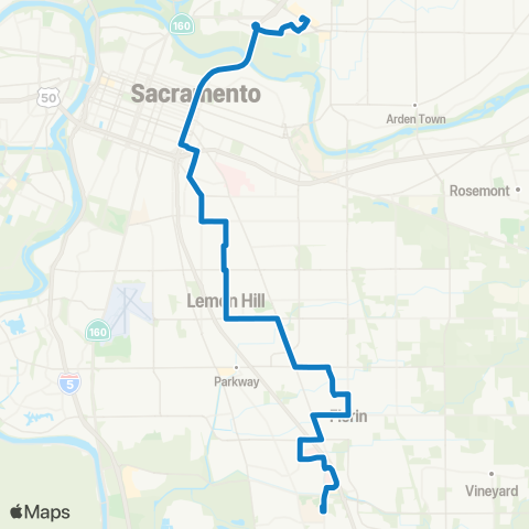 SacRT Oak Park map