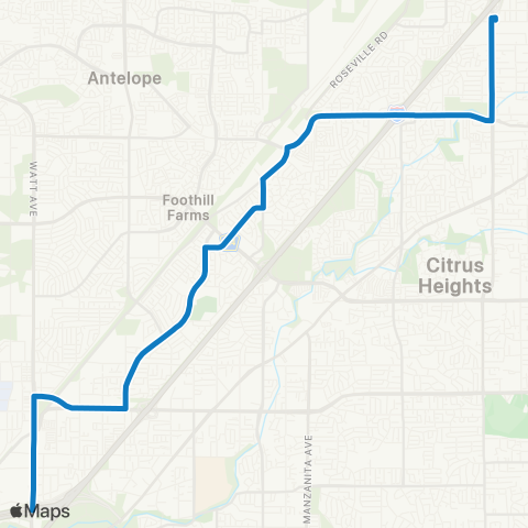 SacRT Hillsdale map