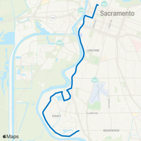 SacRT Riverside Express map